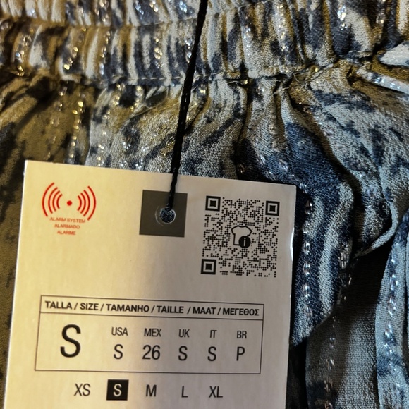 Zara khaki green and metallic fibre elastic waist long skirt NWT - Picture 6 of 10